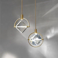 Suspension LED Luxury avec rond doré et cristal de verre