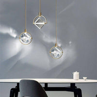 Suspension LED Luxury avec rond doré et cristal de verre
