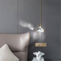 Suspension LED Luxury avec rond doré et cristal de verre