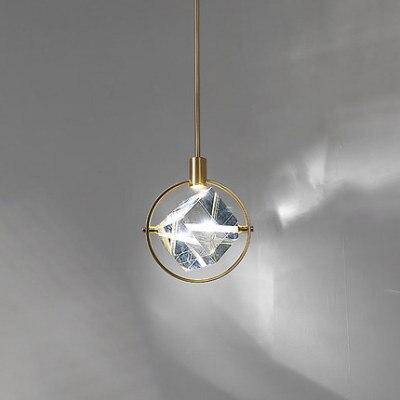 Suspension LED Luxury avec rond doré et cristal de verre