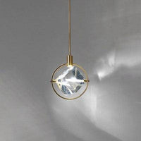 Suspension LED Luxury avec rond doré et cristal de verre