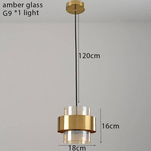 Suspension LED Glamour en Verre et Métal Doré