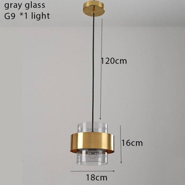 Suspension LED Glamour en Verre et Métal Doré