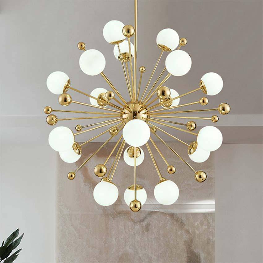 Lustre LED doré Creative boules en verre