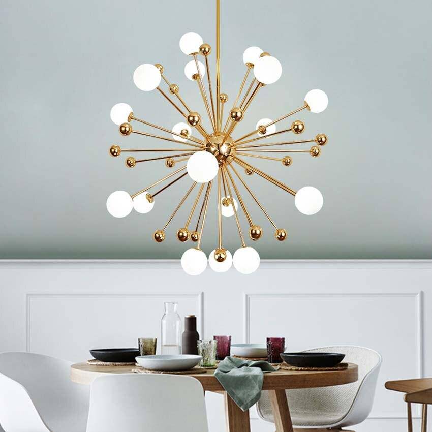 Lustre LED doré Creative boules en verre