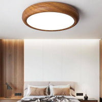 Plafonnier LED rond style bois