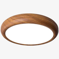 Plafonnier LED rond style bois
