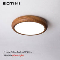 Plafonnier LED rond style bois