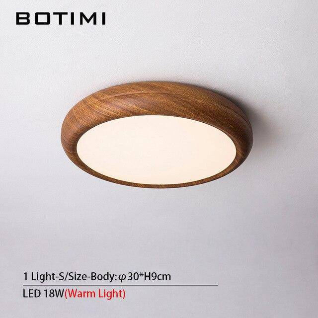 Plafonnier LED rond style bois