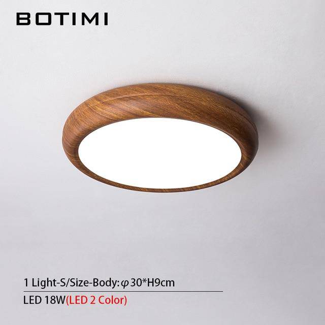 Plafonnier LED rond style bois