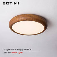 Plafonnier LED rond style bois