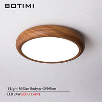 Plafonnier LED rond style bois
