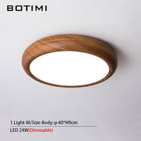Plafonnier LED rond style bois