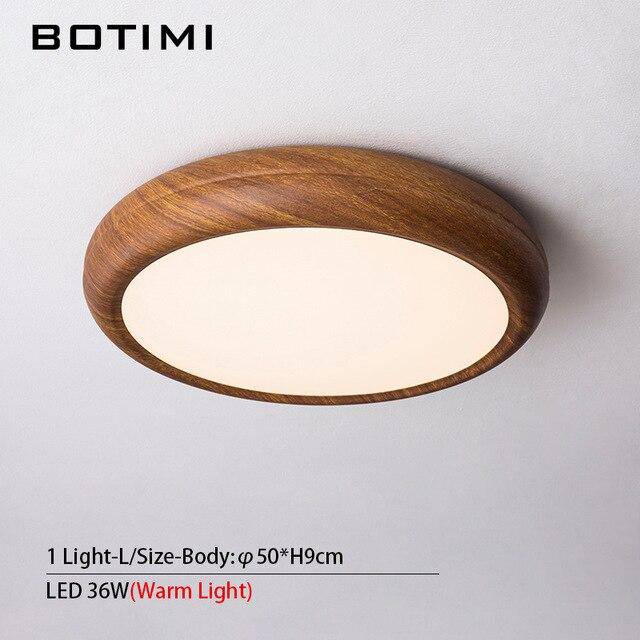 Plafonnier LED rond style bois