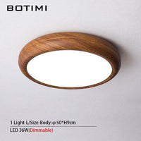 Plafonnier LED rond style bois