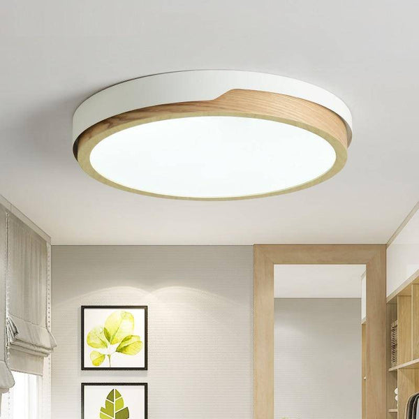 Plafonnier LED Nordic en bois et métal - Choix de coloris