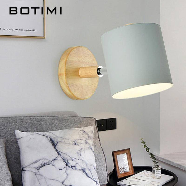 Applique murale LED en bois et tissu coloré