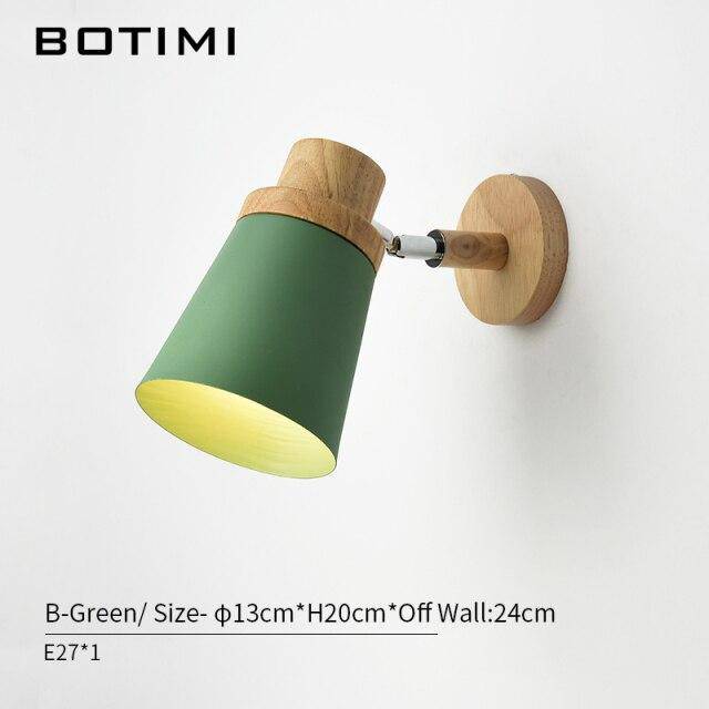 Applique murale LED en bois et tissu coloré