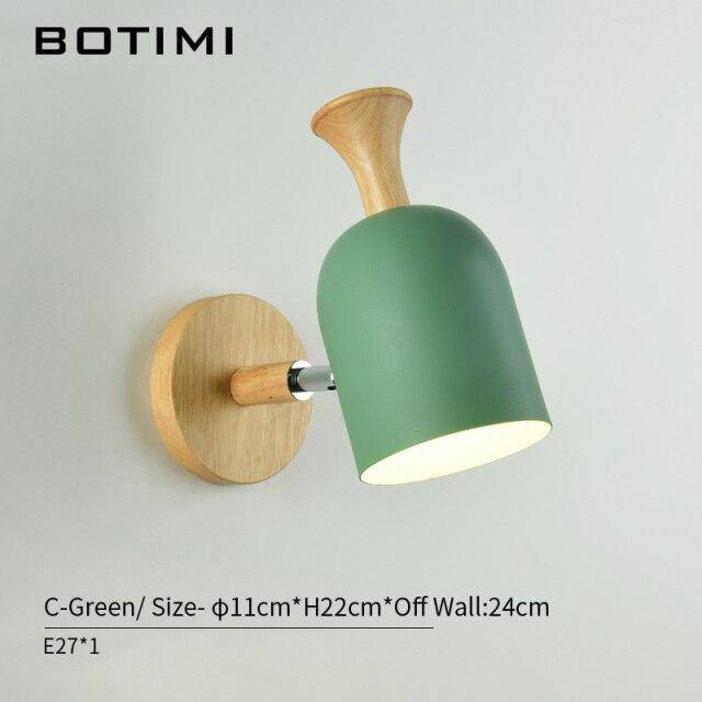Applique murale LED en bois et tissu coloré
