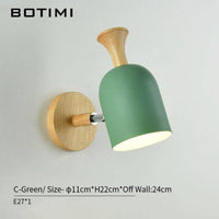 Applique murale LED en bois et tissu coloré