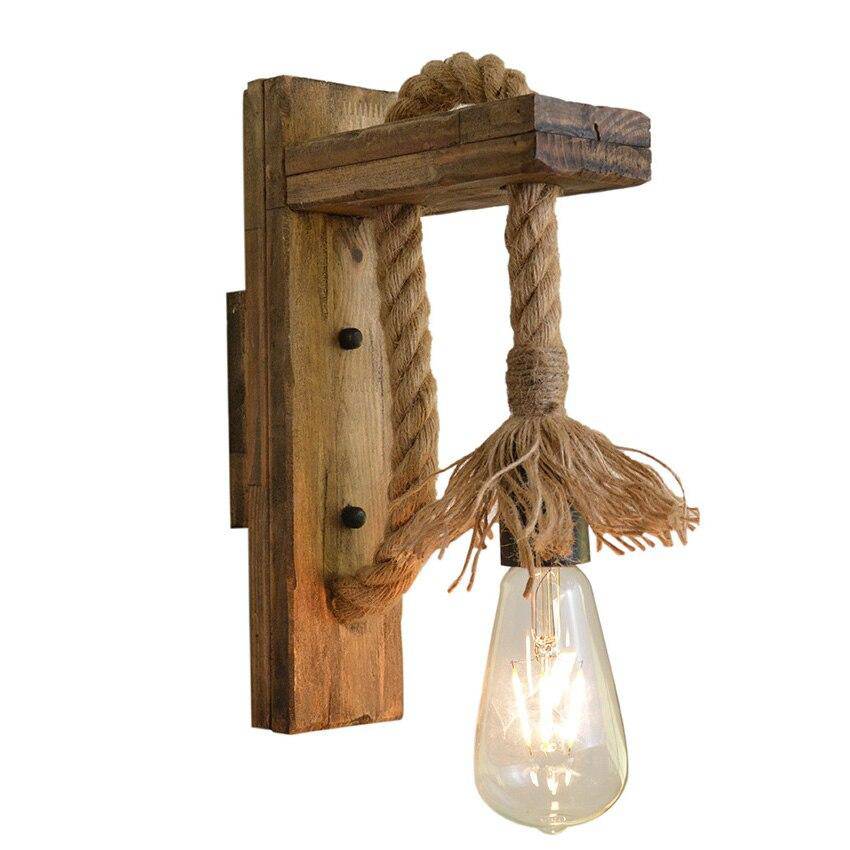 Applique murale LED rustique en bois “Rope Glow”