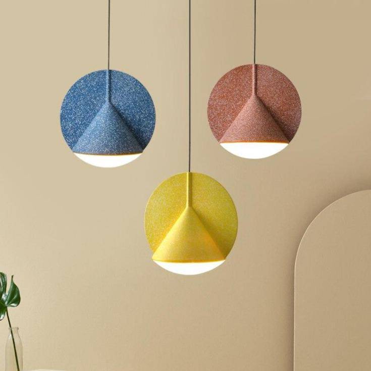 Suspension cône métal coloré LED
