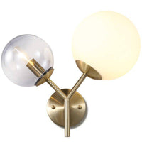 Applique murale LED dorée à deux boules en verre