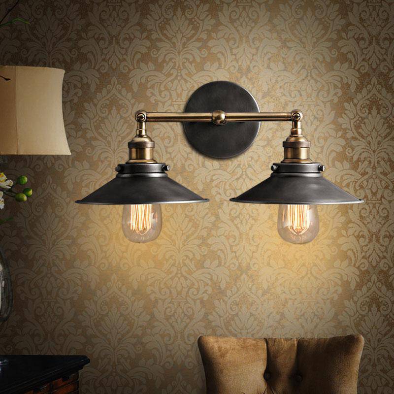 Applique murale rustique Country en doré et noir