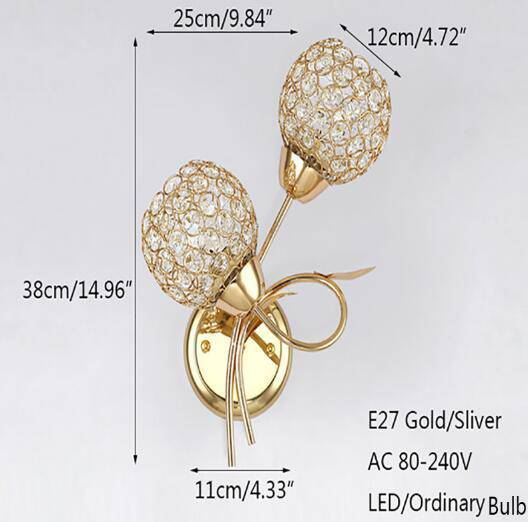Applique murale LED double abat-jour cristal Rétro