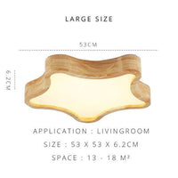 Plafonnier LED Étoile en Bois - Style Moderne