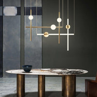 Lustre Orion : Élégance en tubes dorés LED