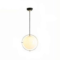 Suspension LED Cercle Doré et Boule en Verre