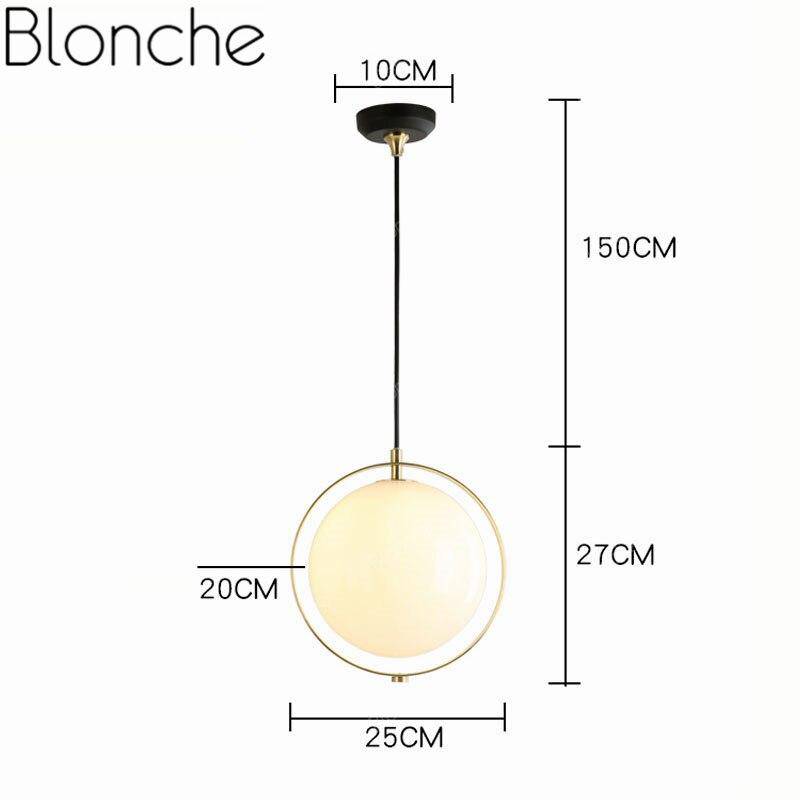 Suspension LED Cercle Doré et Boule en Verre