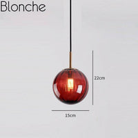 Suspension LED en verre coloré - Style Décoratif