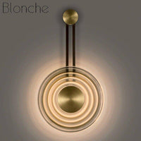 Applique murale LED élégante - Cercle doré & disque verre