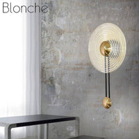 Applique murale LED élégante - Cercle doré & disque verre
