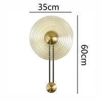 Applique murale LED élégante - Cercle doré & disque verre