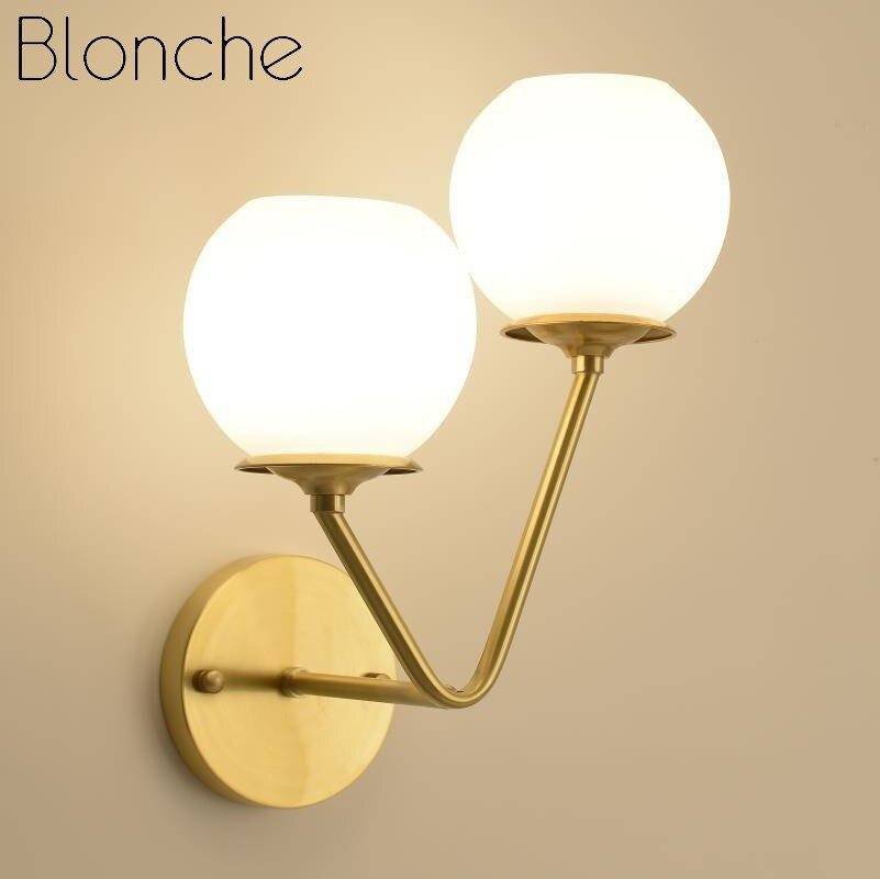 Applique murale en métal doré avec double boule LED