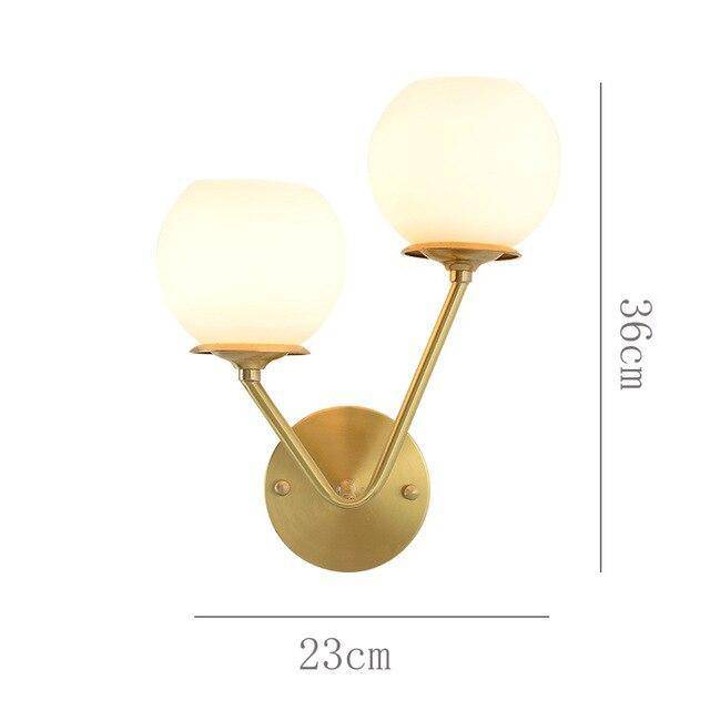 Applique murale en métal doré avec double boule LED