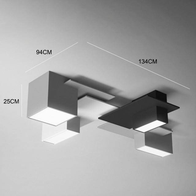Plafonnier LED géométrique noir et blanc