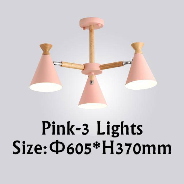 Lustre contemporain à LED en bois et métal coloré
