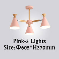 Lustre contemporain à LED en bois et métal coloré
