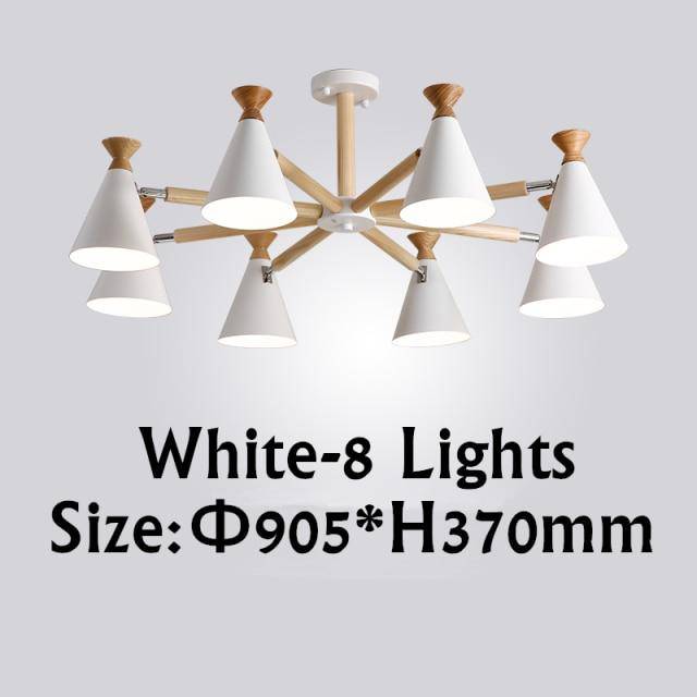 Lustre contemporain à LED en bois et métal coloré