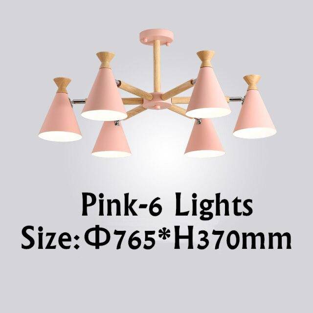 Lustre contemporain à LED en bois et métal coloré
