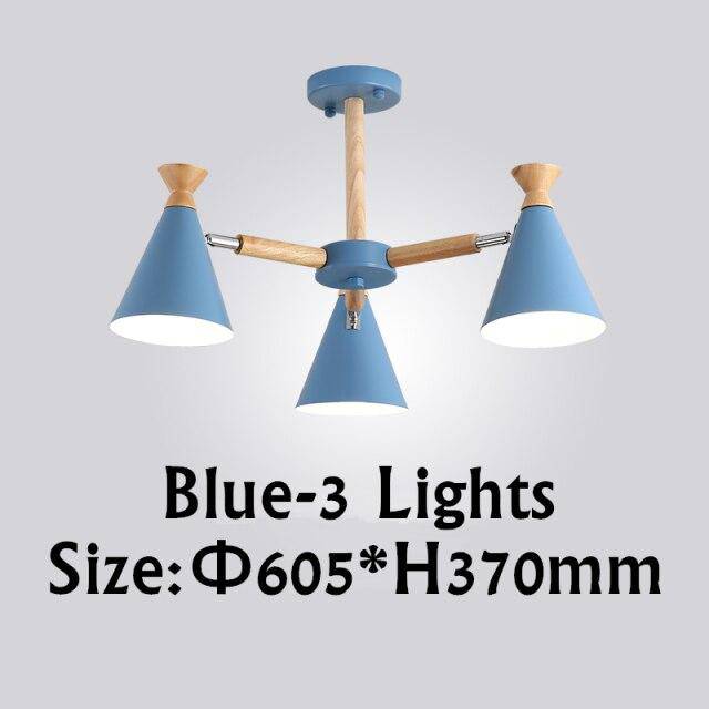 Lustre contemporain à LED en bois et métal coloré