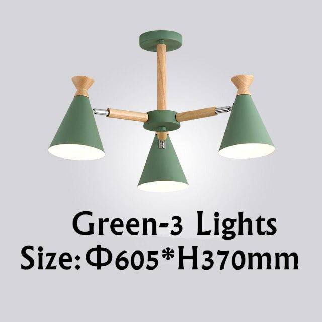 Lustre contemporain à LED en bois et métal coloré