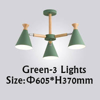 Lustre contemporain à LED en bois et métal coloré