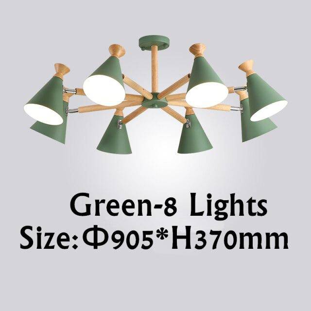 Lustre contemporain à LED en bois et métal coloré