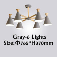 Lustre contemporain à LED en bois et métal coloré