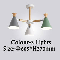 Lustre contemporain à LED en bois et métal coloré